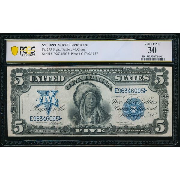 1899 $5 Chief Silver Certificate PCGS 30