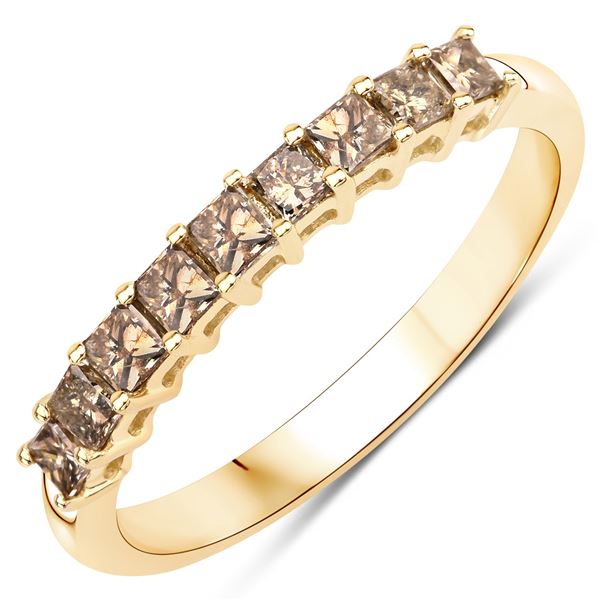 14KT Yellow Gold 0.50ctw Champagne Diamond Ring