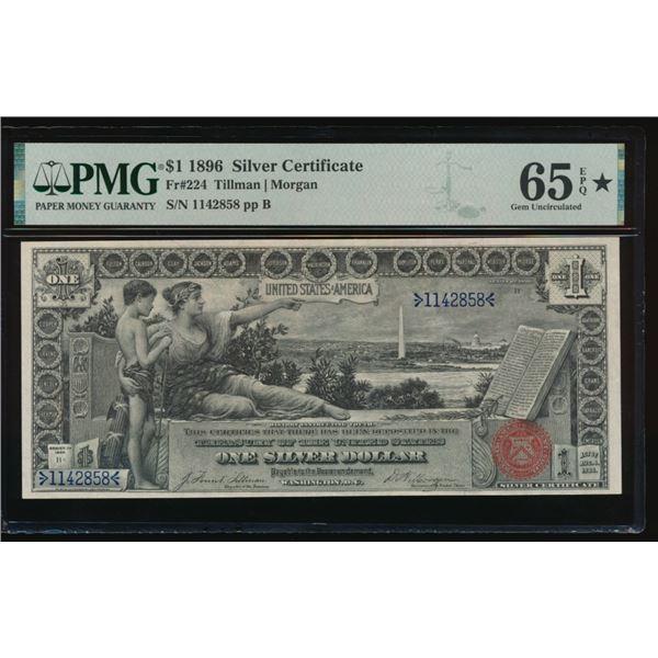 1896 $1 Educational Silver Certificate PMG 65EPQ