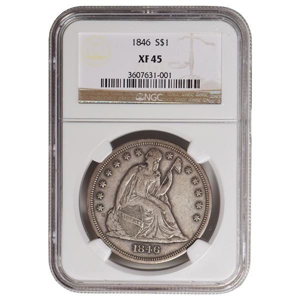 1846 $1 Liberty Seated Dollar NGC XF45