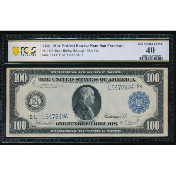 1914 $100 San Francisco FRN PCGS 40