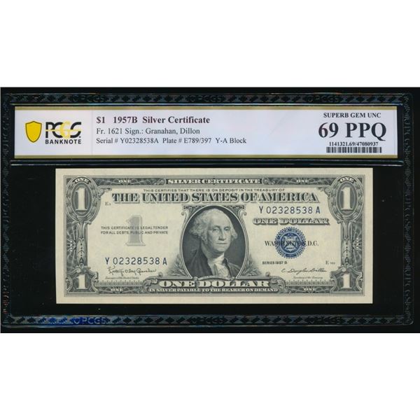 1957B $1 Silver Certificate PCGS 69PPQ