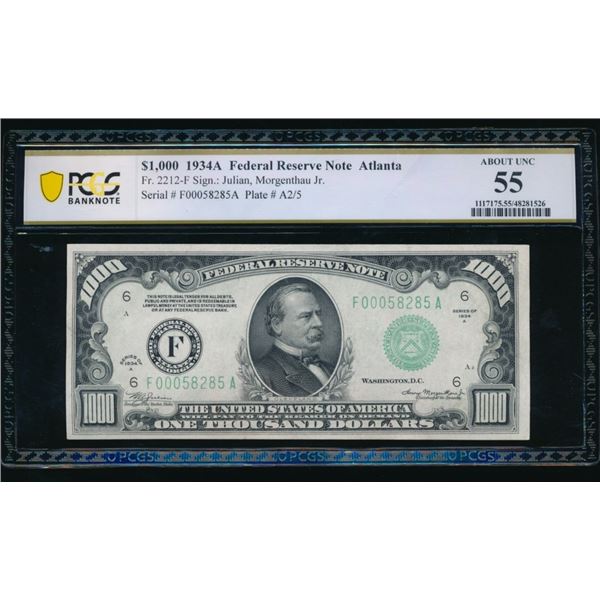1934A $1000 Atlanta FRN PCGS 55
