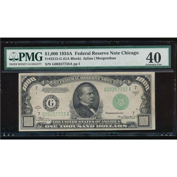 1934A $1000 Chicago FRN PMG 40