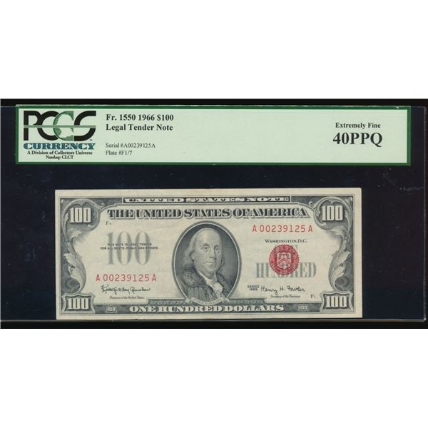 1966 $100 Legal Tender Note PCGS 40PPQ