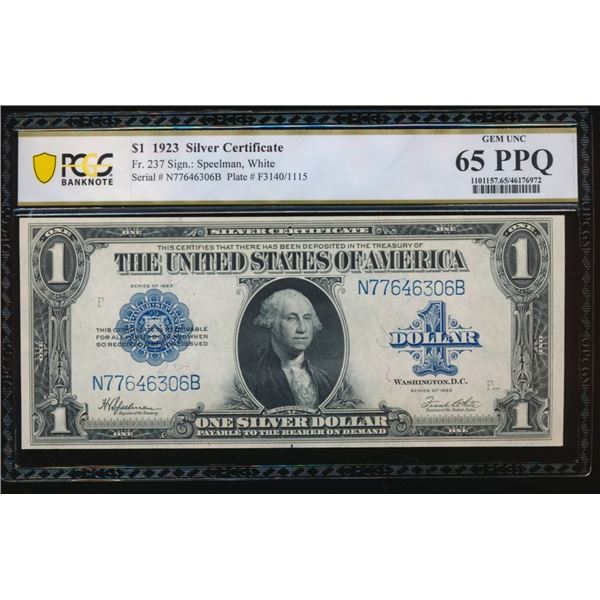 1923 $1 Silver Certificate PCGS 65PPQ