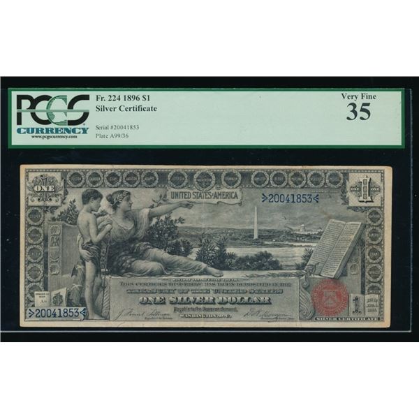 1896 $1 Educational Silver Certificate PCGS 35