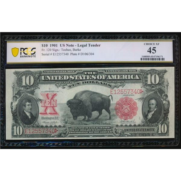 1901 $10 Bison Legal Tender Note PCGS 45