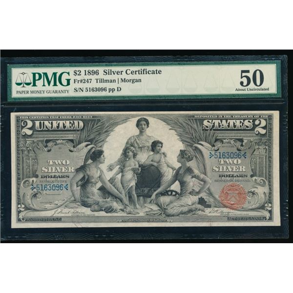 1896 $2 Educational Silver Certificate PMG 50