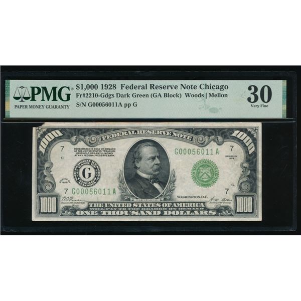 1928 $1000 Chicago FRN PMG 30