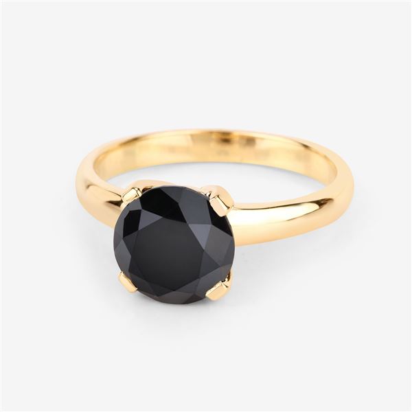 14KT Yellow Gold 3.00ctw Black Diamond Ring