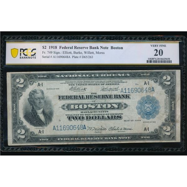 1918 $2 Boston FRBN PCGS 20