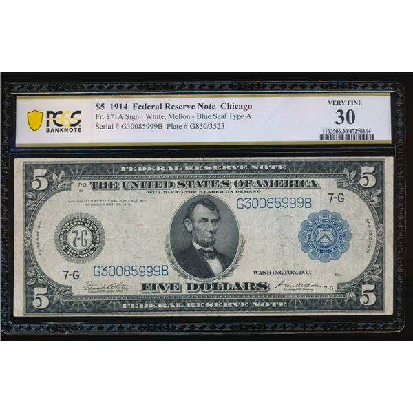 1914 $5 Chicago FRN PCGS 30