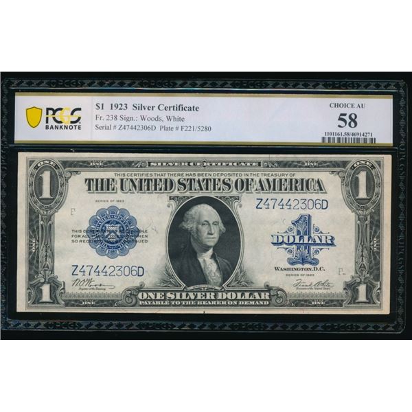 1923 $1 Silver Certificate PCGS 58