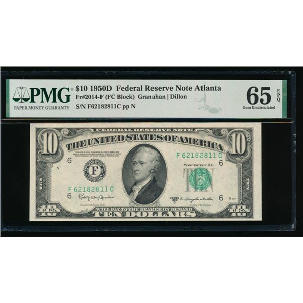 1950D $10 Atlanta FRN PMG 65EPQ