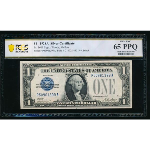 1928A $1 Silver Certificate PCGS 65PPQ