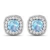 14KT White Gold 1.95ctw Aquamarine and White Diamond Earrings