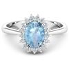 14KT White Gold 1.28ctw Aquamarine and Diamond Ring