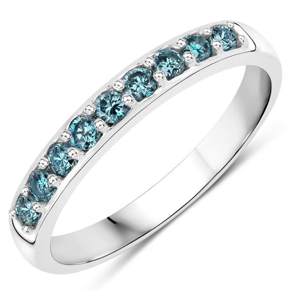 14KT White Gold 0.36ctw Blue Diamond Ring