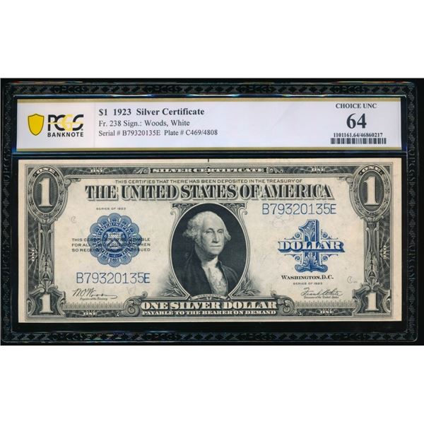 1923 $1 Silver Certificate PCGS 64