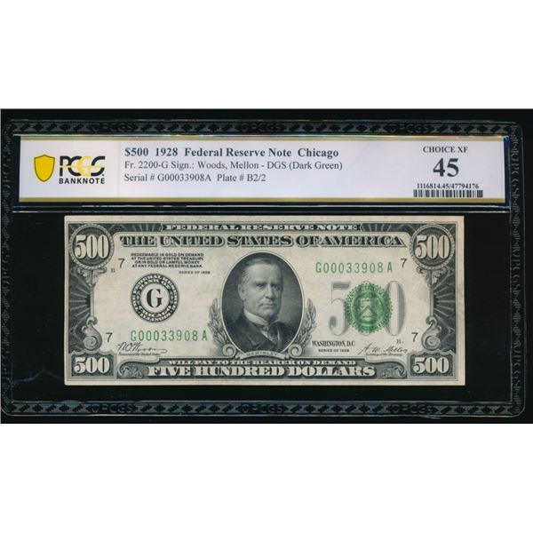 1928 $500 Chicago FRN PCGS 45