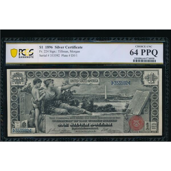 1896 $1 Educational Silver Certificate PCGS 64PPQ