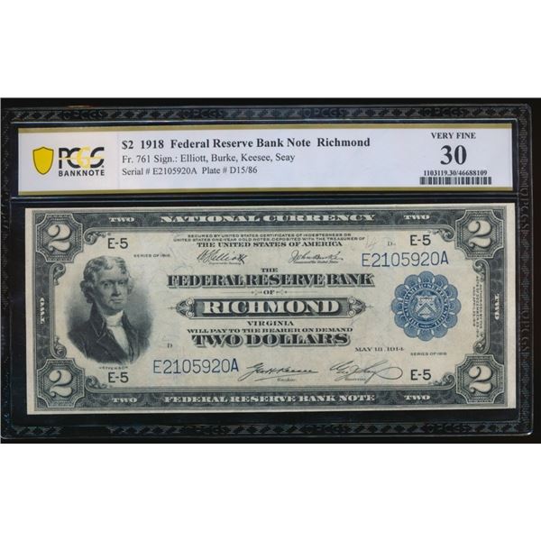 1918 $2 Richmond FRBN PCGS 30