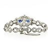 Image 2 : Antique Art Deco Platinum GIA Round Diamond Sapphire Infinity Leaf Link Bracelet