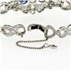 Image 4 : Antique Art Deco Platinum GIA Round Diamond Sapphire Infinity Leaf Link Bracelet