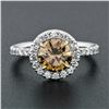 Image 2 : 18k Gold 1.56 ctw GIA Fancy Orange Brown Diamond Solitaire Halo Engagement Ring