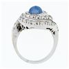 Image 7 : Vintage 14k White Gold 2.29 ctw Bezel Blue Star Sapphire Round Diamond Swirl Rin
