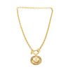 Image 1 : Chanel Gold Metal Vintage CC Round Pendant Necklace