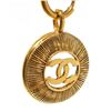 Image 3 : Chanel Gold Metal Vintage CC Round Pendant Necklace