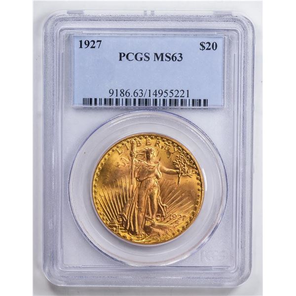 1927 $20 Double Eagle Gold Coin PCGS MS63
