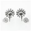 Image 5 : New Unique 18k White Gold 1.02 ctw Round & Baguette Snowflake Post Stud Earrings