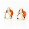 Image 6 : Tiffany & Co. 1985 18k Yellow Gold & Platinum GIA Coral & Diamond Button Earring