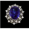 Image 2 : GIA Cert 19.97 ctw Tanzanite and Diamond Ring - 14KT White Gold