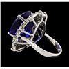 Image 3 : GIA Cert 19.97 ctw Tanzanite and Diamond Ring - 14KT White Gold