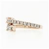 Image 6 : New 14k Rose Gold Emerald Cut & Round Diamond Moi et Toi Bypass Stack Band Ring
