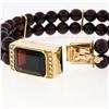 Image 5 : Vintage 14k Gold 12.74 ctw Emerald Cut and Bead Garnet Bracelet w/ Diamond Accen