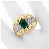 Image 5 : Vintage 18k Gold 2.29 ctw GIA Certified Colombian Emerald and Diamond Cocktail R