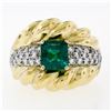 Image 6 : Vintage 18k Gold 2.29 ctw GIA Certified Colombian Emerald and Diamond Cocktail R