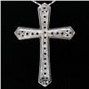 Image 6 : Large 14k White Gold 1.18 ctw Round Diamond Cross Pendant w/ 18" Fancy Link Chai