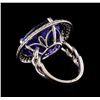 Image 3 : 18KT White Gold GIA Certified 30.19 ctw Tanzanite and Diamond Ring