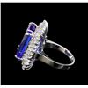 Image 3 : GIA Cert 19.22 ctw Tanzanite and Diamond Ring - 14KT White Gold