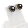 Image 2 : 13.0mm Black Tahitian Cultured Pearl and 1.68 ctw Diamond 14K White Gold Earring