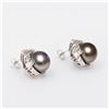 Image 3 : 13.0mm Black Tahitian Cultured Pearl and 1.68 ctw Diamond 14K White Gold Earring