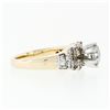 Image 5 : 14k TT Gold 1.48 ctw Round Brilliant & Baguette Cut Diamond Engagement Band Ring