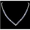 Image 2 : 14KT White Gold 11.52 ctw Tanzanite and Diamond Necklace