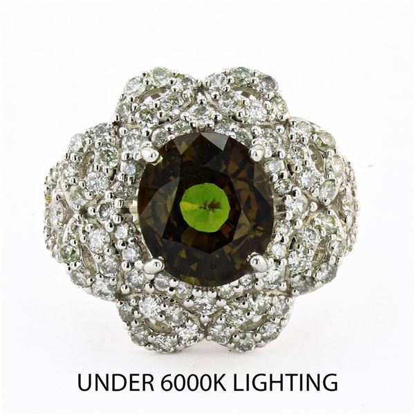 4.49 ctw Alexandrite and 1.43 ctw Diamond 18K White Gold Ring (GIA CERTIFIED)